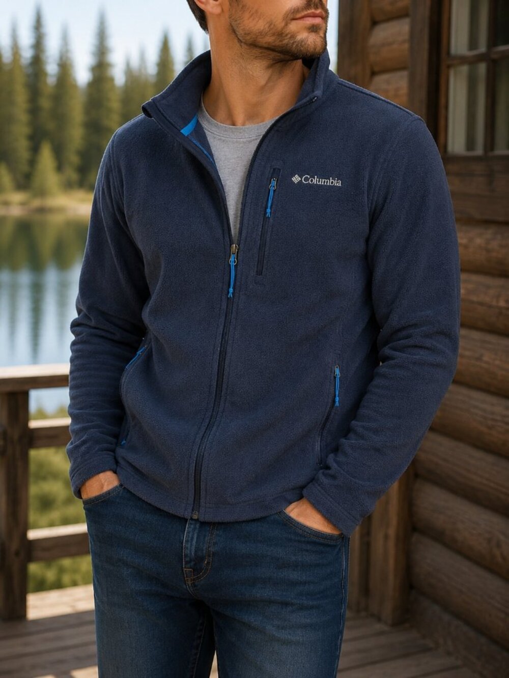 Columbia Navy Blue Fleece Jacket
